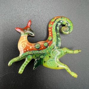 Artisan Robin Senour ~ Sacred Laughter ~ Colorful Kangaroo Brooch Pin Signed